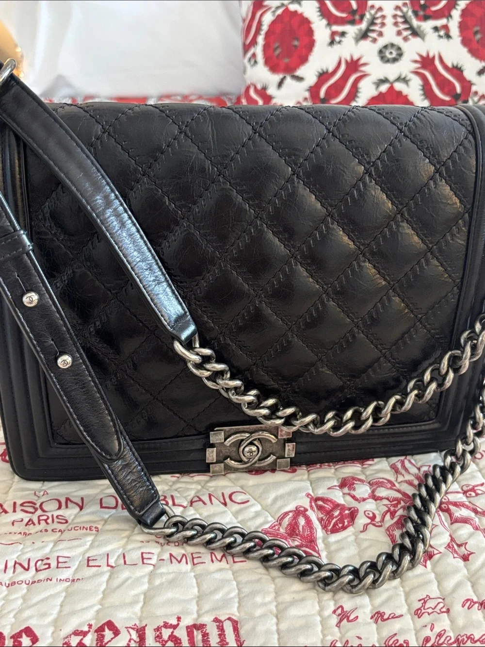 CHANEL Wild Stitch Boy Bag Large with Ruthenium Hardware/Chain (2013-14)